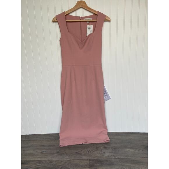 Dress the Population Dress Women's XS Blush Elle Sweetheart Neck Sheath Midi - Picture 2 of 6